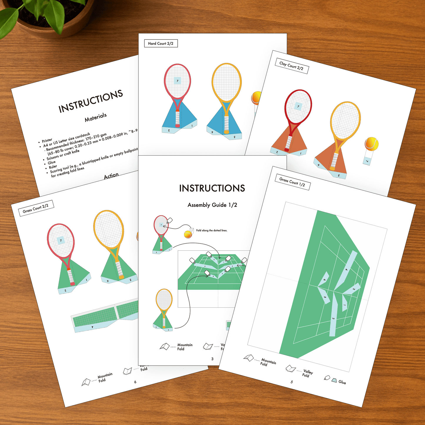 3D Tennis Pop-Up Card, DIY Coach Gift (PDF Template)