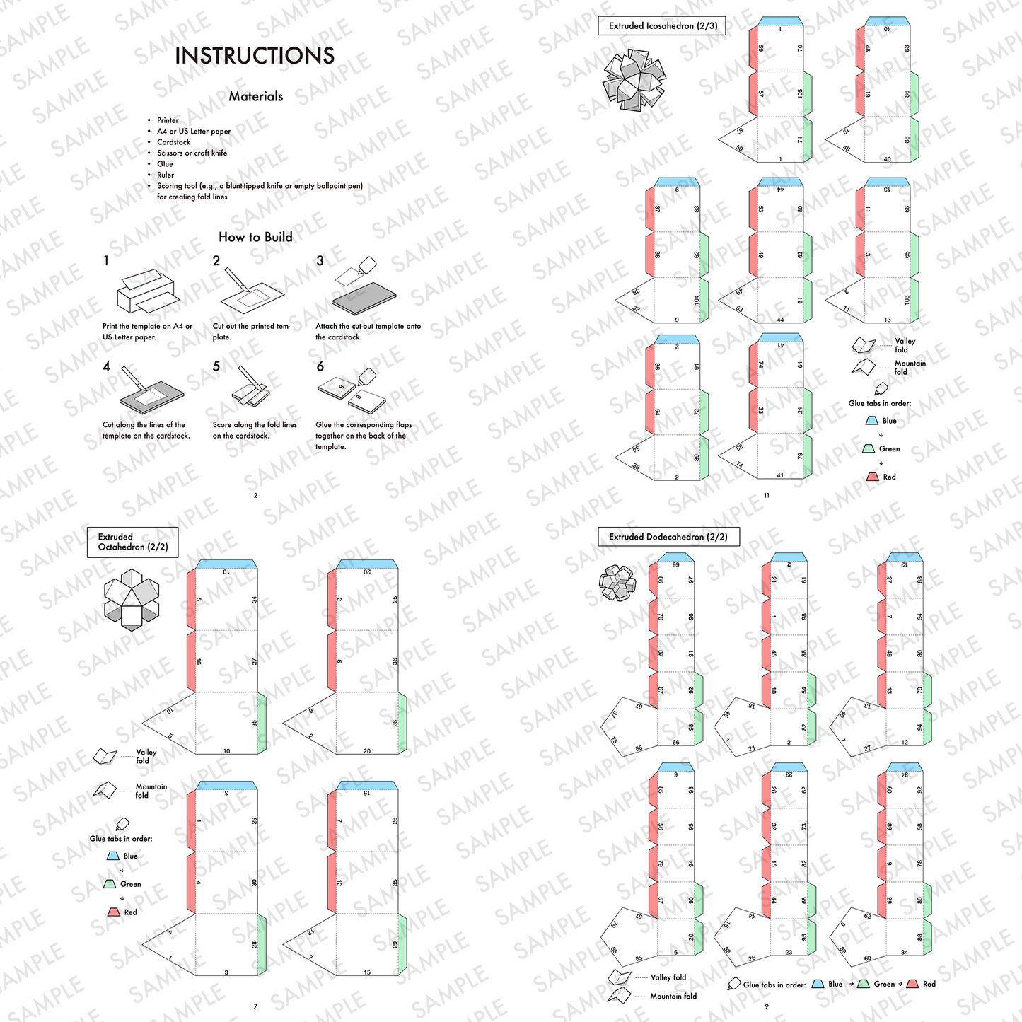 3D Geometric Paper Models Printable Template Set Modular Polyhedron Shapes DIY Craft Decor | Digital Download PDF