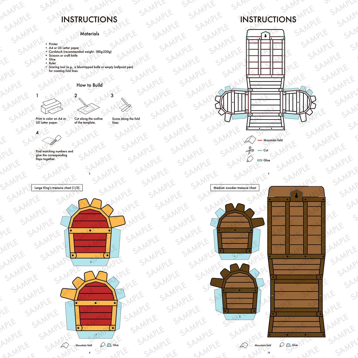 Treasure Chest Treat Box Bundle PDF Download | 12 Printable Papercraft Templates