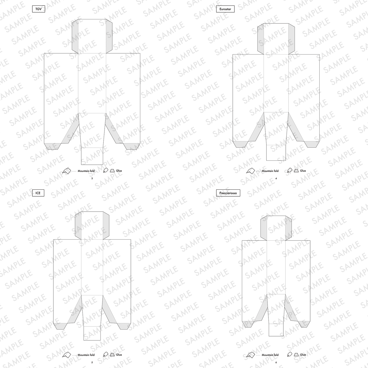 European High-Speed Train Papercraft Set | 5 Nesting Trains Printable PDF for Kids DIY Craft