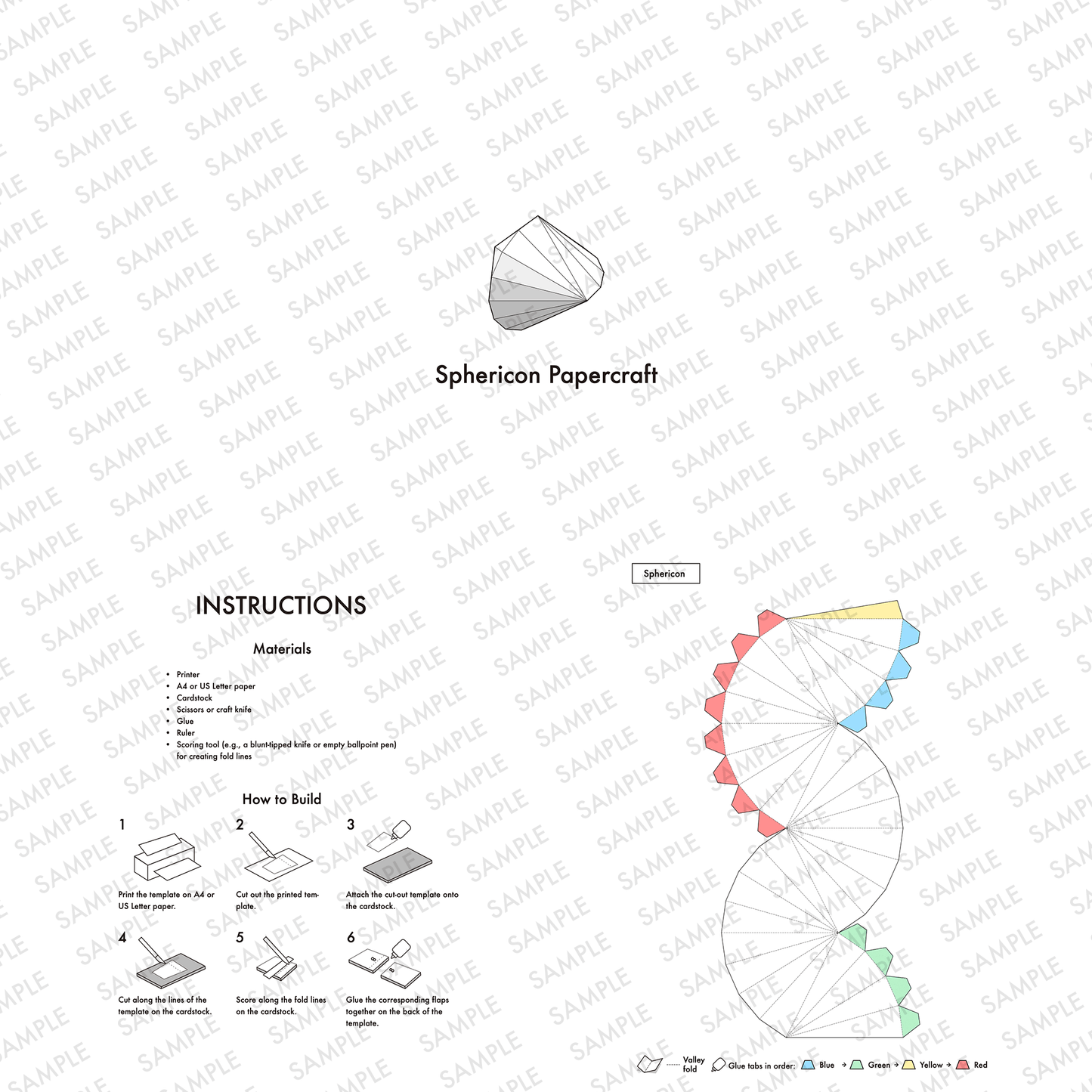 Sphericon Papercraft Template, Printable PDF, Geometric Paper Sculpture, DIY Desk Decor | Digital Download