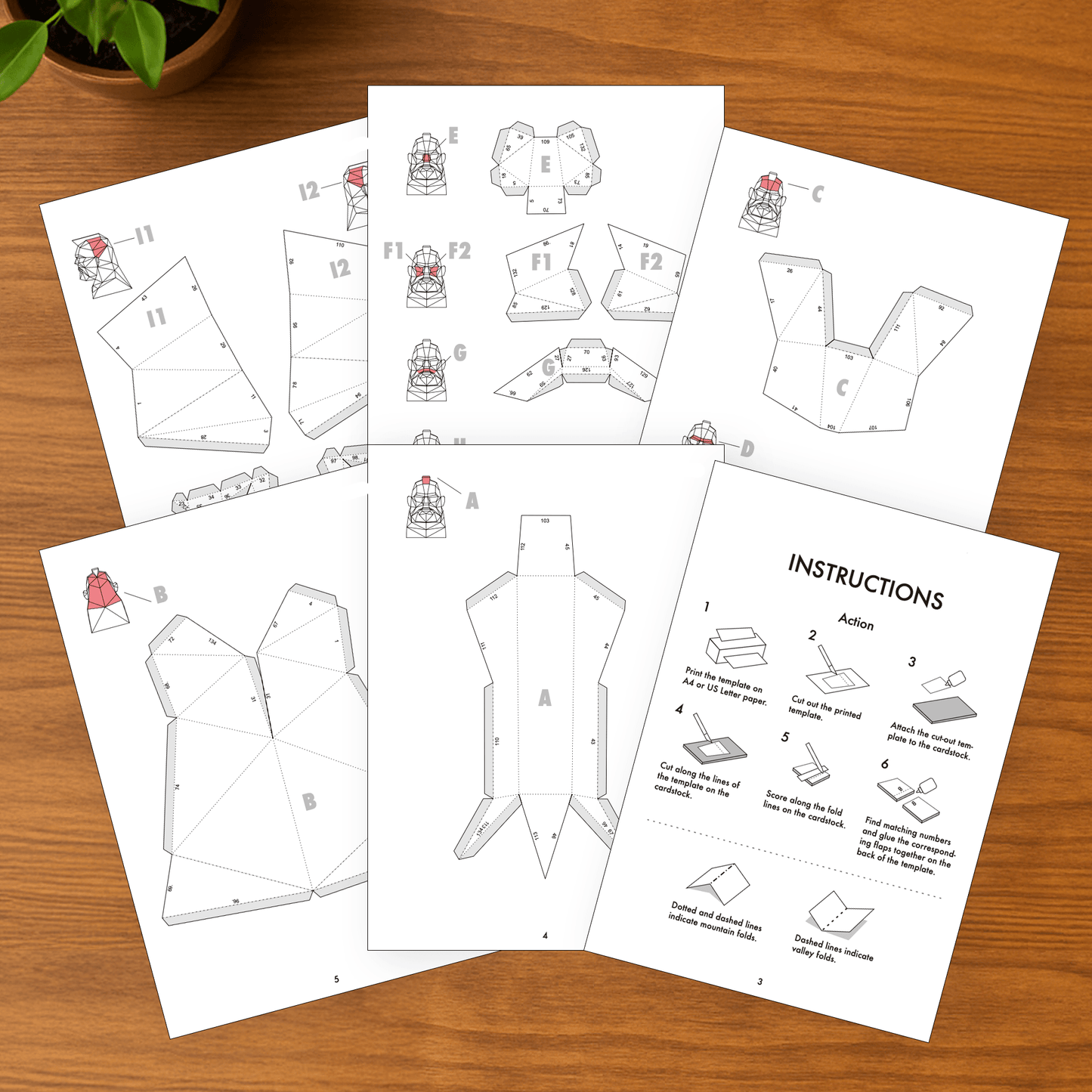 Polygonal Mohawk Mannequin Head Papercraft – DIY 3D Display for Headphones, Glasses | Printable PDF Template