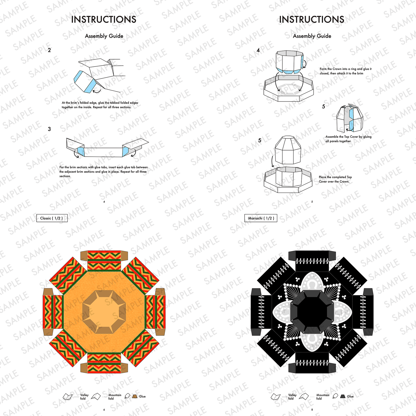 Sombrero Favor Box Papercraft Template Classic Mariachi White Party Treat Box | Digital Download PDF