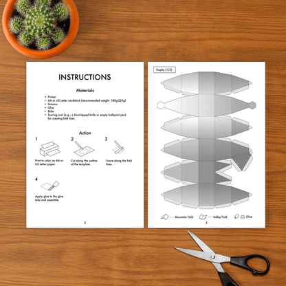 Football Trophy Papercraft | 3D Silver Award, DIY Sports Decor (PDF)
