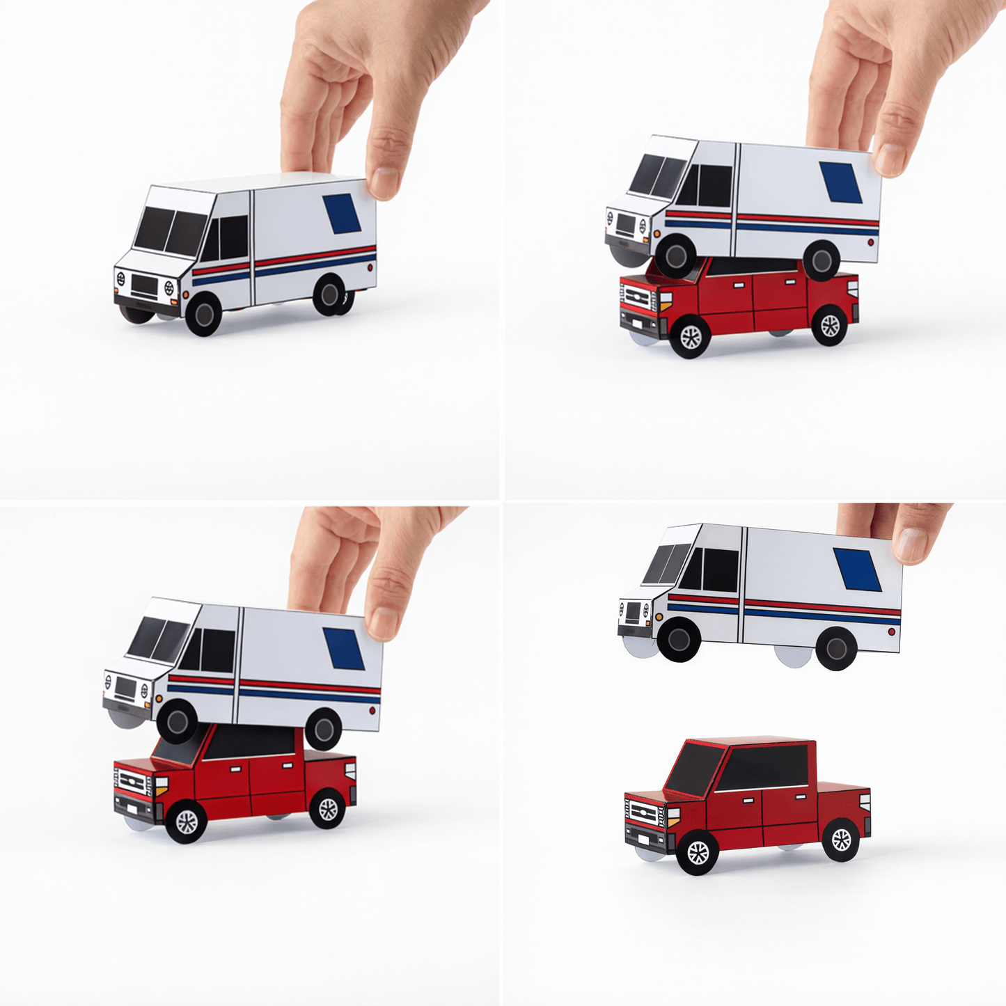 Nesting Cars Papercraft Kit: 3D DIY Vehicles, Printable PDF Template (Digital Download)