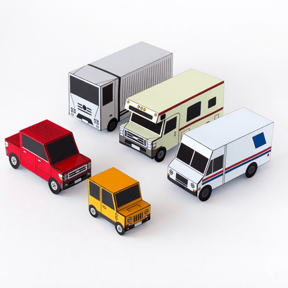 Nesting Cars Papercraft Kit: 3D DIY Vehicles, Printable PDF Template (Digital Download)
