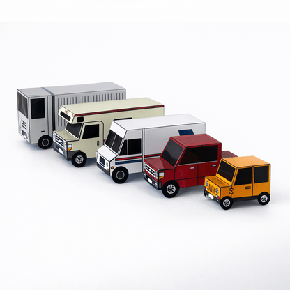 Nesting Cars Papercraft Kit: 3D DIY Vehicles, Printable PDF Template (Digital Download)