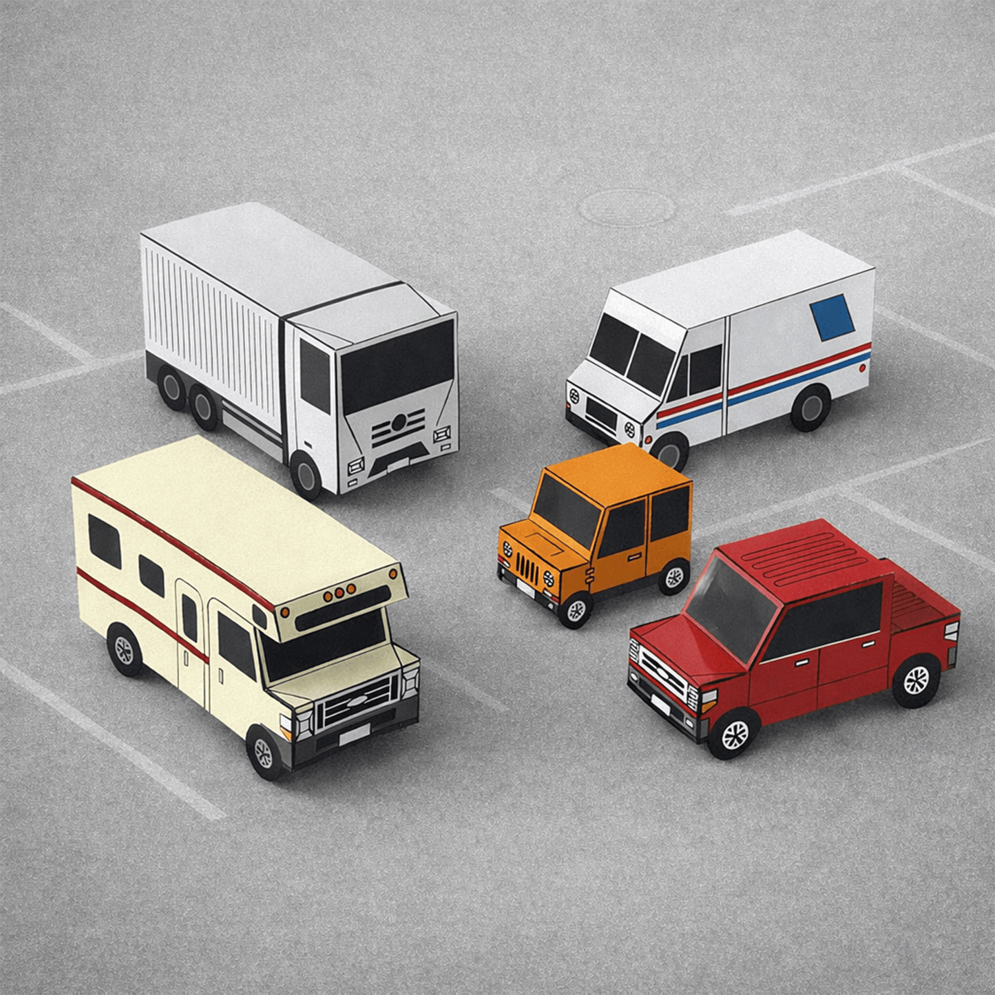 Nesting Cars Papercraft Kit: 3D DIY Vehicles, Printable PDF Template (Digital Download)