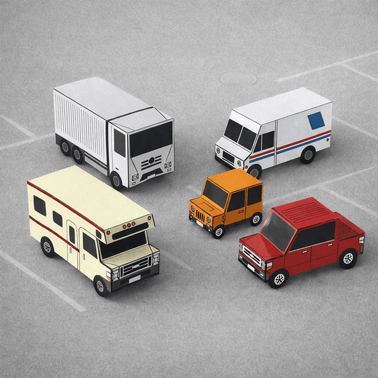 Nesting Cars Papercraft Kit: 3D DIY Vehicles, Printable PDF Template (Digital Download)