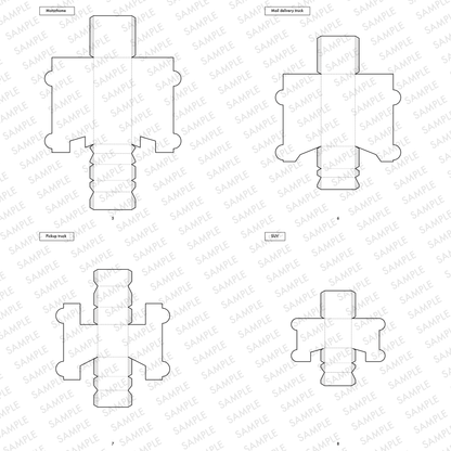 Nesting Cars Papercraft Kit: 3D DIY Vehicles, Printable PDF Template (Digital Download)