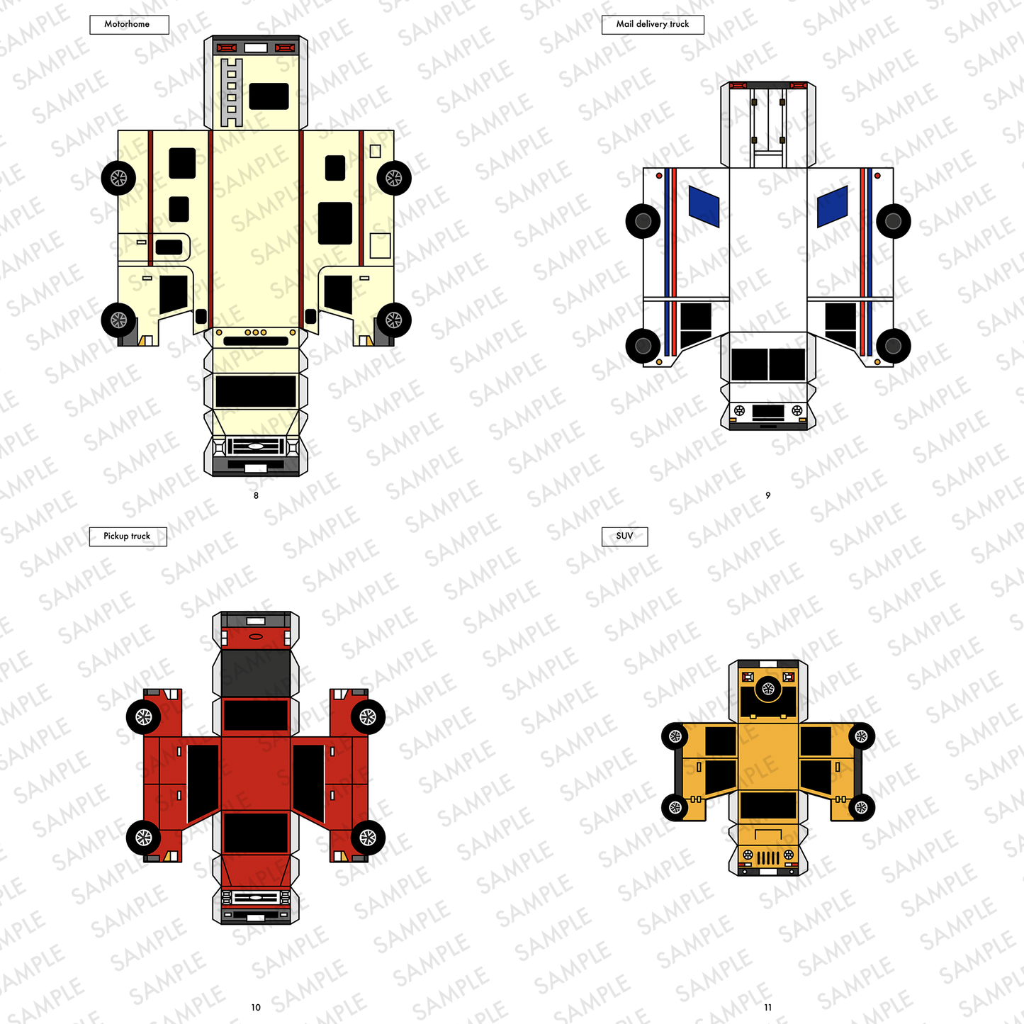 Nesting Cars Papercraft Kit: 3D DIY Vehicles, Printable PDF Template (Digital Download)