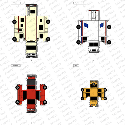 Nesting Cars Papercraft Kit: 3D DIY Vehicles, Printable PDF Template (Digital Download)