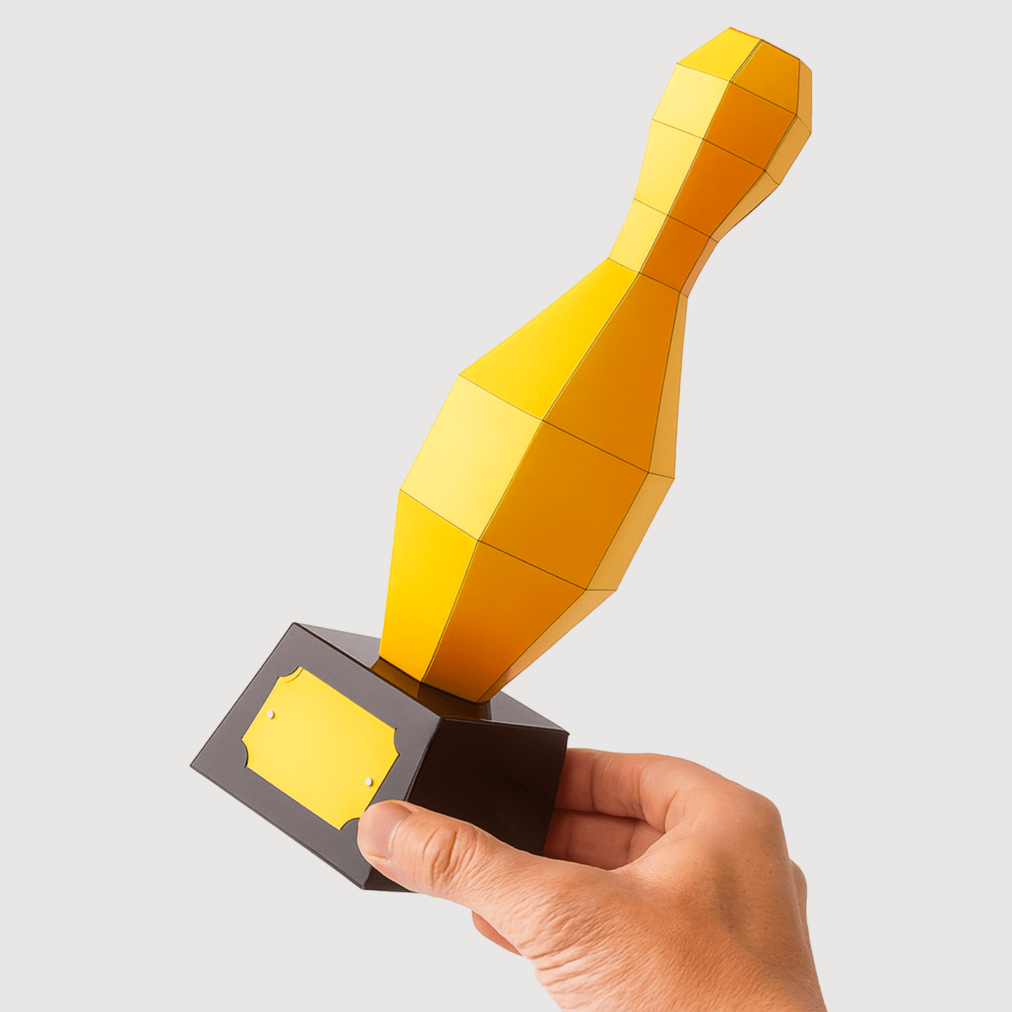 DIY Gold Bowling Trophy | Low Poly Papercraft Award (PDF Kit)