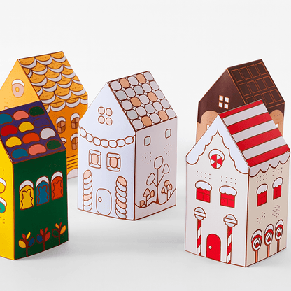 Printable Gingerbread Houses Paper Craft Kit – 3D Candy Village for Kids | Printable Template