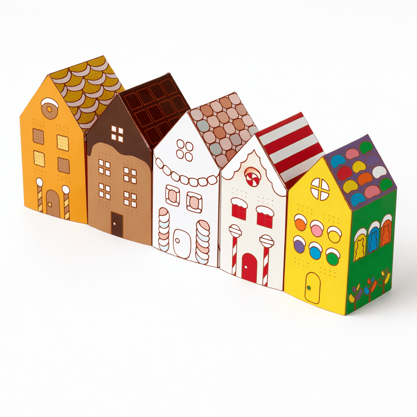 Printable Gingerbread Houses Paper Craft Kit – 3D Candy Village for Kids | Printable Template