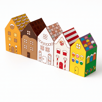 Printable Gingerbread Houses Paper Craft Kit – 3D Candy Village for Kids | Printable Template