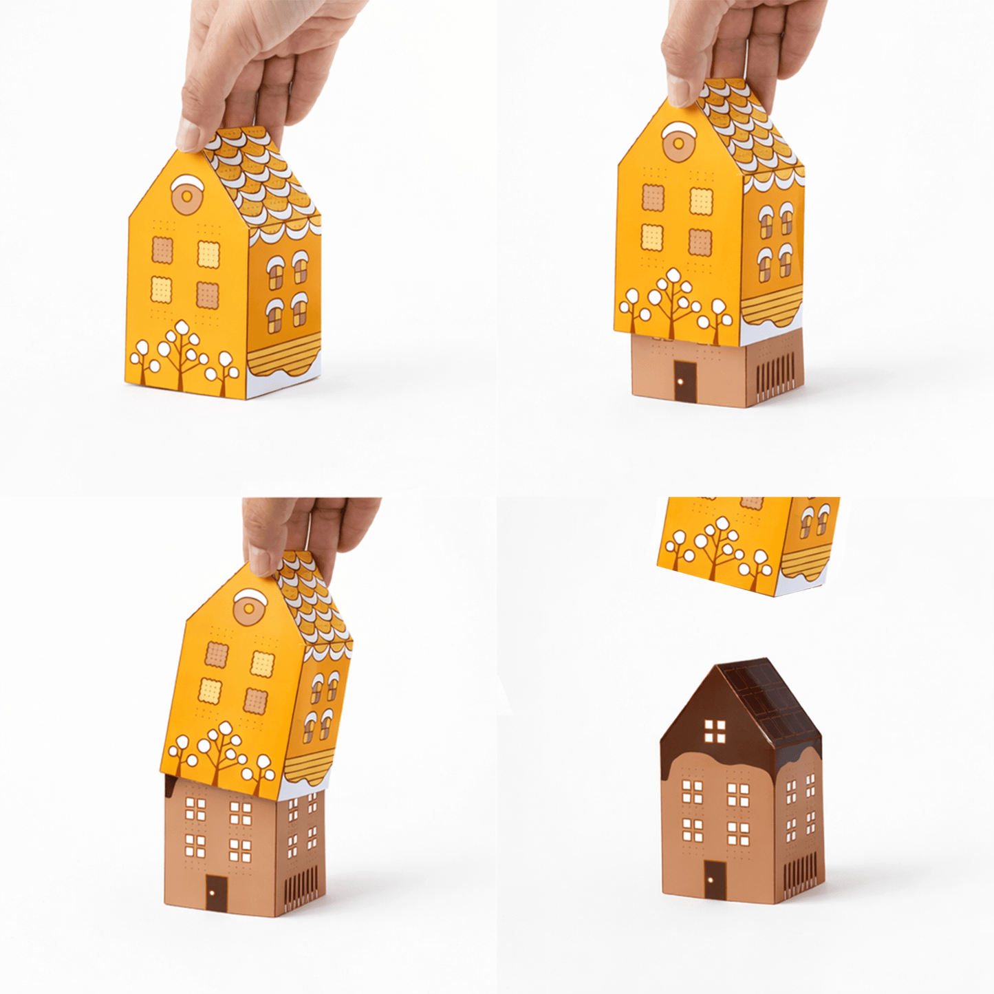 Printable Gingerbread Houses Paper Craft Kit – 3D Candy Village for Kids | Printable Template