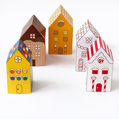 Printable Gingerbread Houses Paper Craft Kit – 3D Candy Village for Kids | Printable Template