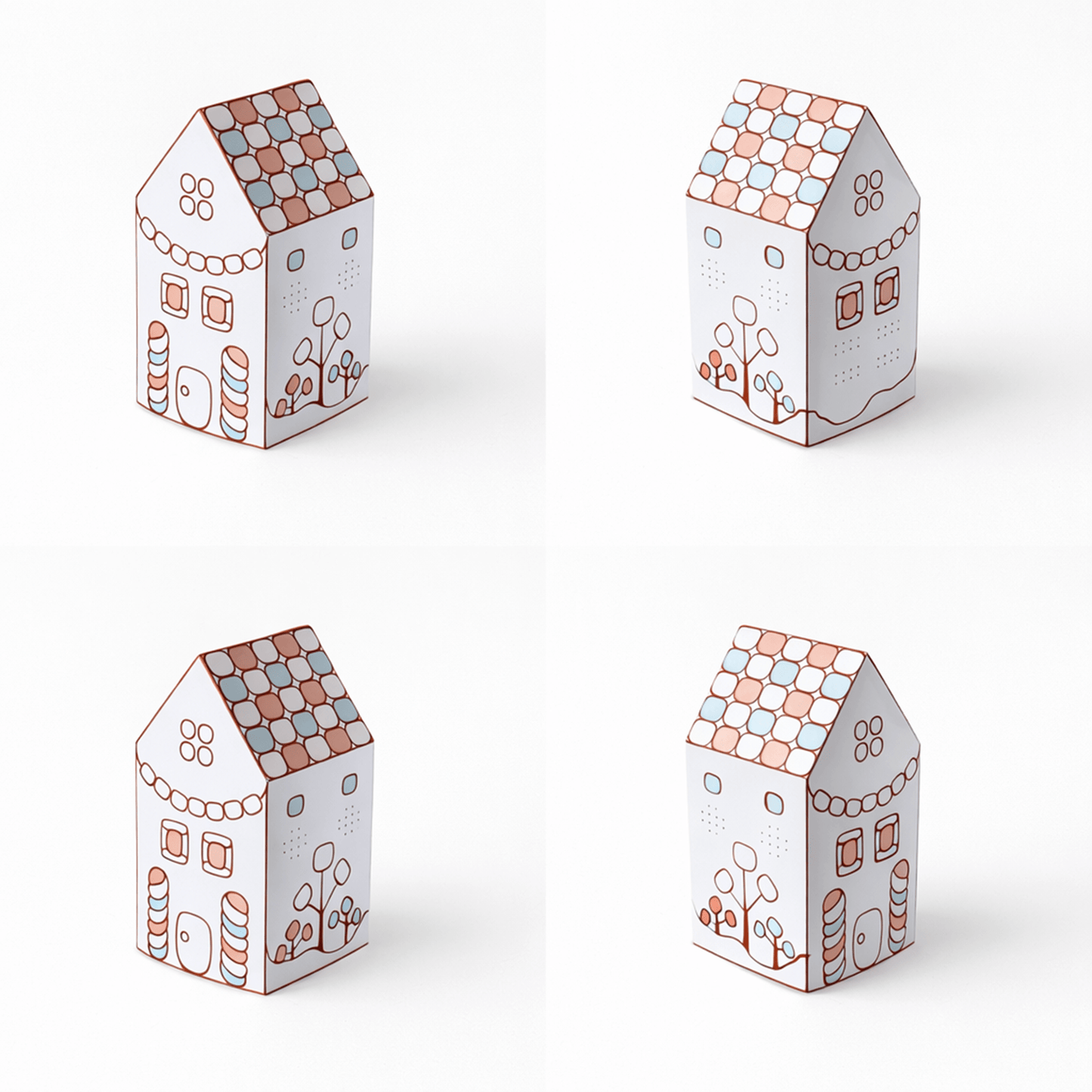 Printable Gingerbread Houses Paper Craft Kit – 3D Candy Village for Kids | Printable Template