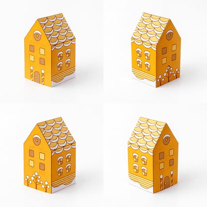 Printable Gingerbread Houses Paper Craft Kit – 3D Candy Village for Kids | Printable Template