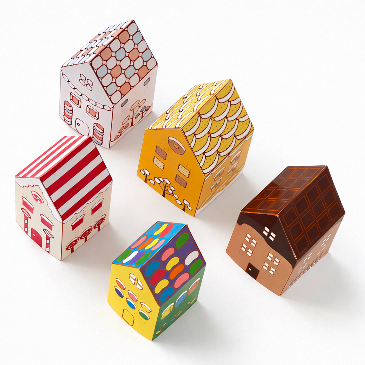 Printable Gingerbread Houses Paper Craft Kit – 3D Candy Village for Kids | Printable Template