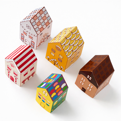 Printable Gingerbread Houses Paper Craft Kit – 3D Candy Village for Kids | Printable Template