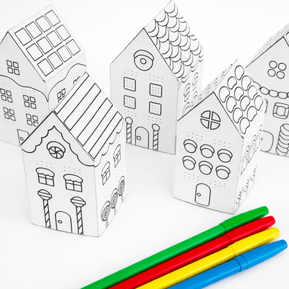 Printable Gingerbread Houses Paper Craft Kit – 3D Candy Village for Kids | Printable Template