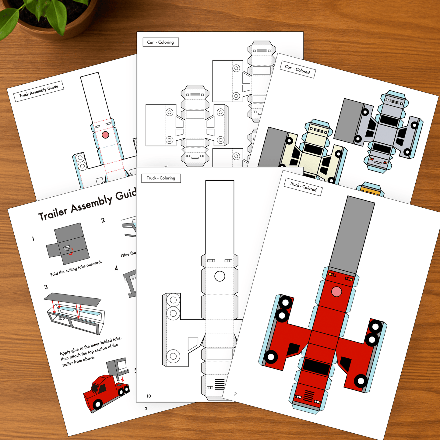 Car Carrier Truck Paper Craft | Kids DIY Toy (Printable PDF)