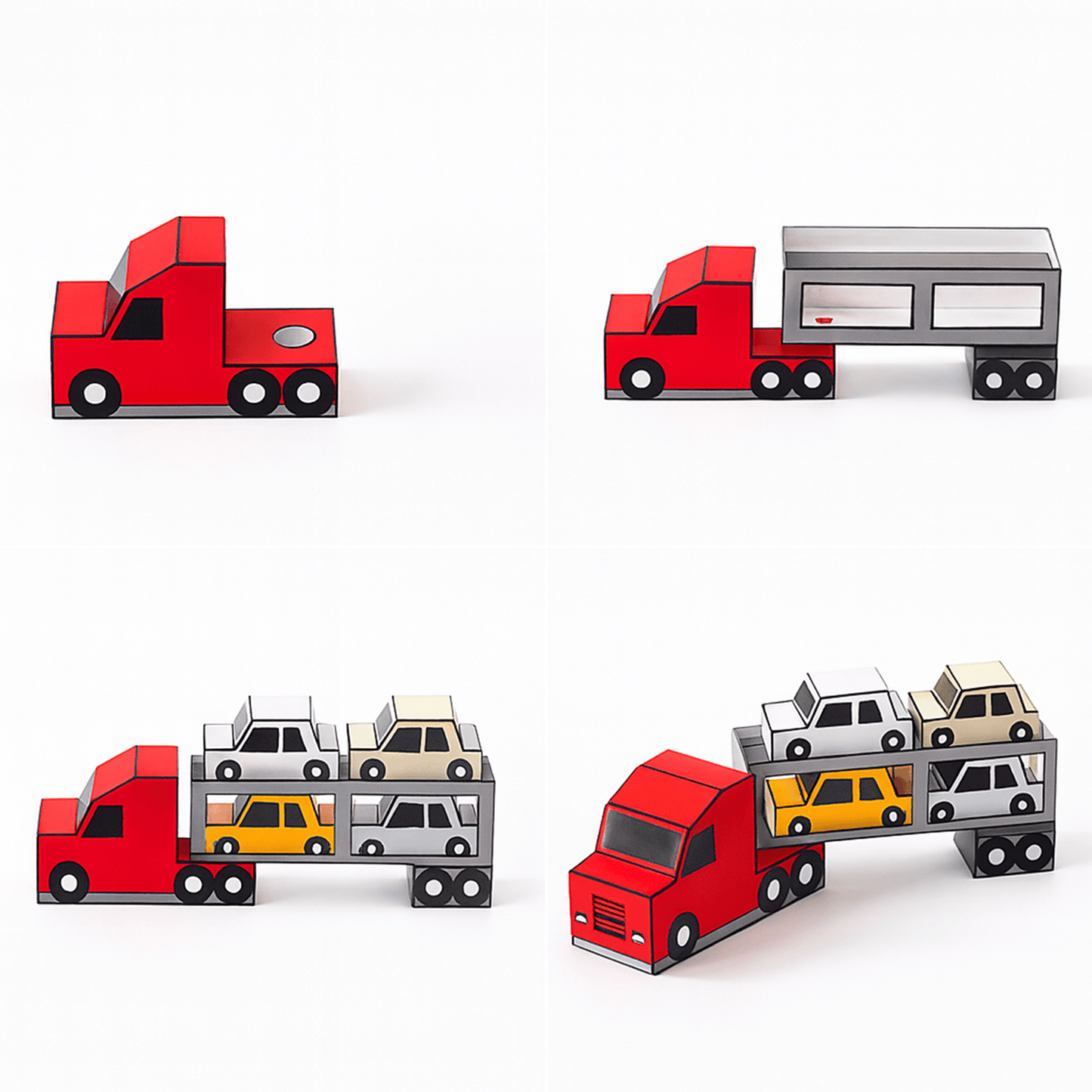 Car Carrier Truck Paper Craft | Kids DIY Toy (Printable PDF)