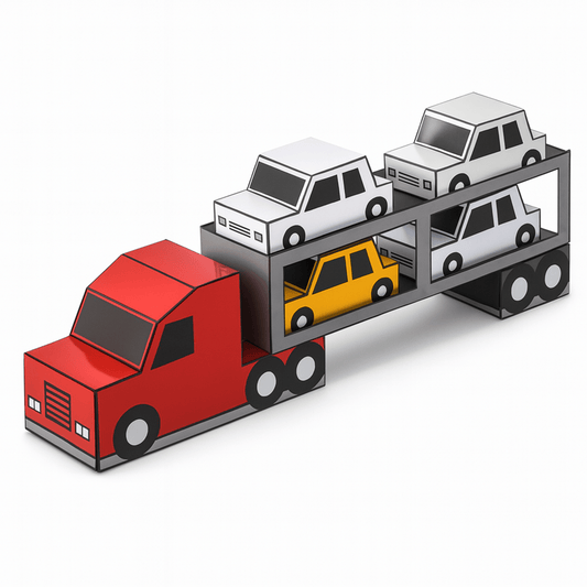 Car Carrier Truck Paper Craft | Kids DIY Toy (Printable PDF)