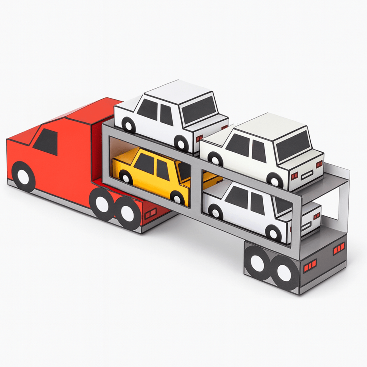 Car Carrier Truck Paper Craft | Kids DIY Toy (Printable PDF)
