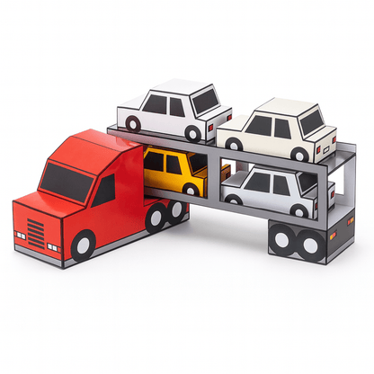 Car Carrier Truck Paper Craft | Kids DIY Toy (Printable PDF)