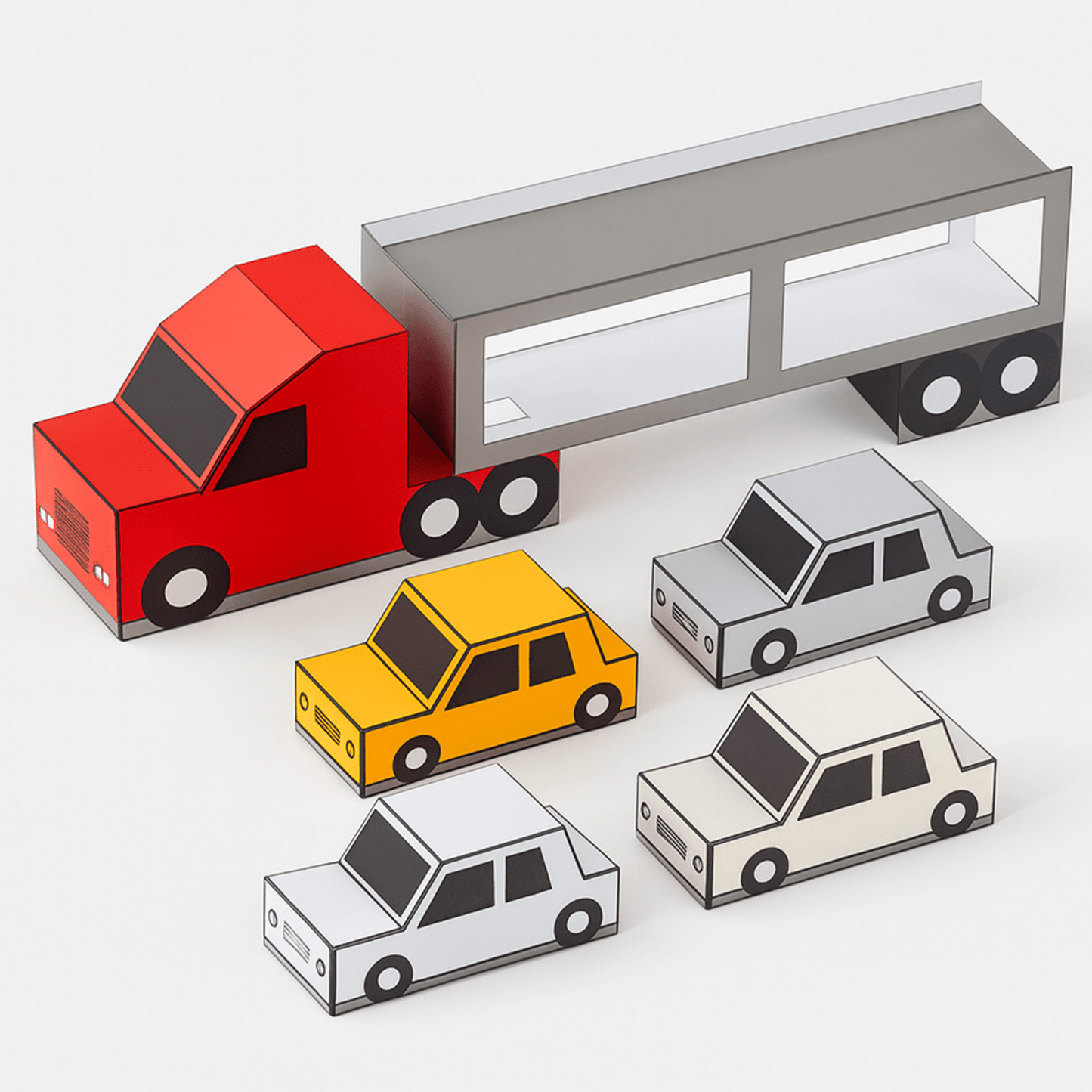 Car Carrier Truck Paper Craft | Kids DIY Toy (Printable PDF)
