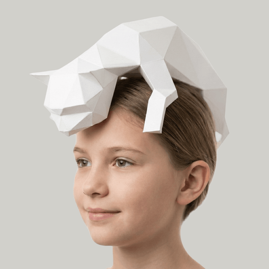 Cat Hat – Wearable Paper Cat Sculpture That Sits on Your Head