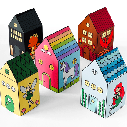 Printable Fairy House PDF Download | Kids Nesting Papercraft Set, Unicorn, Dragon, Mermaid, Phoenix