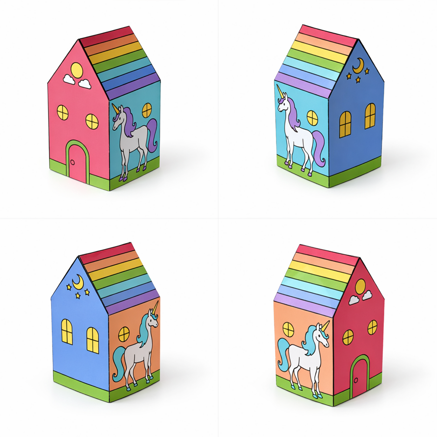 Printable Fairy House PDF Download | Kids Nesting Papercraft Set, Unicorn, Dragon, Mermaid, Phoenix