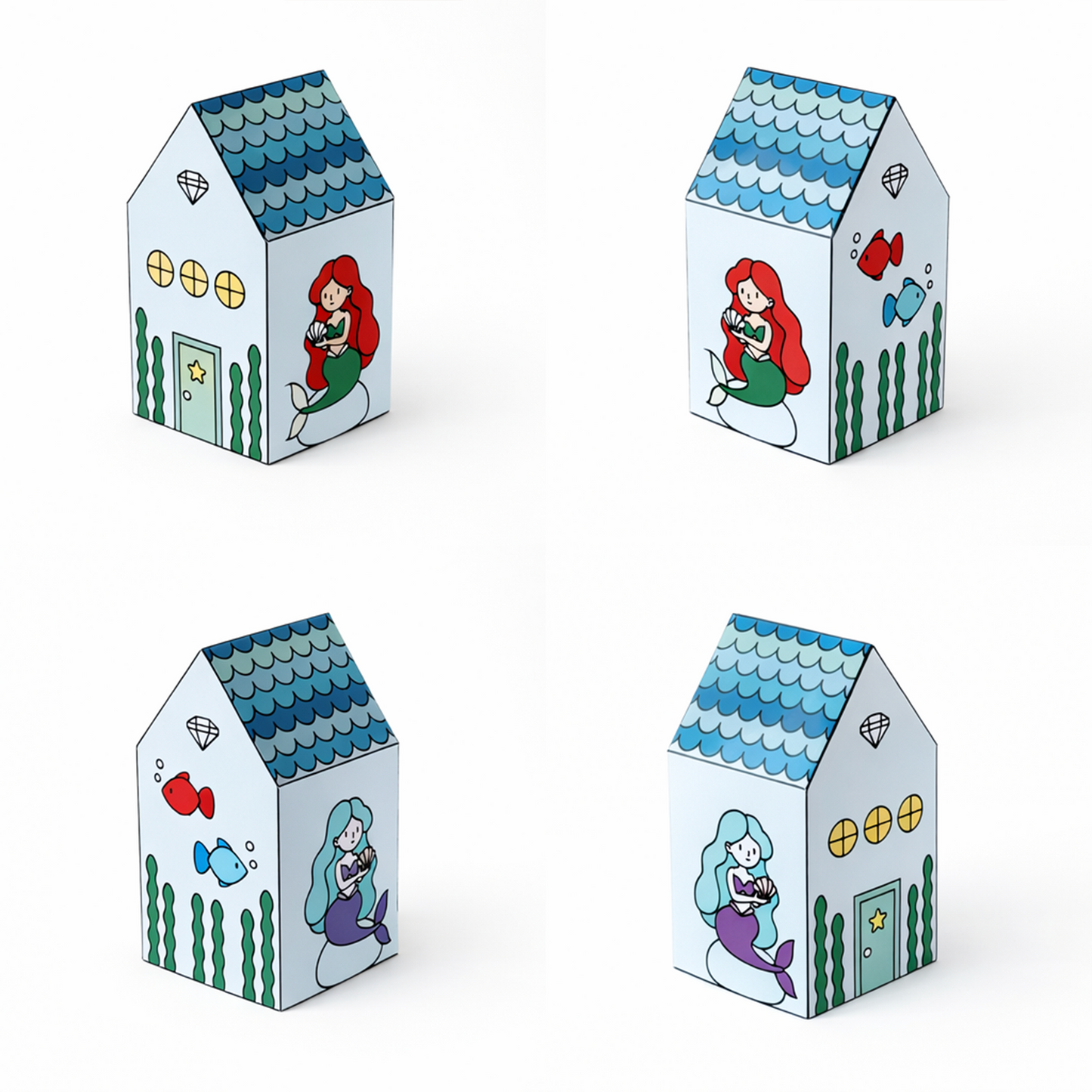 Printable Fairy House PDF Download | Kids Nesting Papercraft Set, Unicorn, Dragon, Mermaid, Phoenix