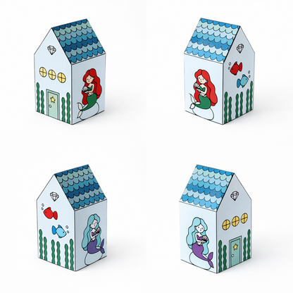 Printable Fairy House PDF Download | Kids Nesting Papercraft Set, Unicorn, Dragon, Mermaid, Phoenix