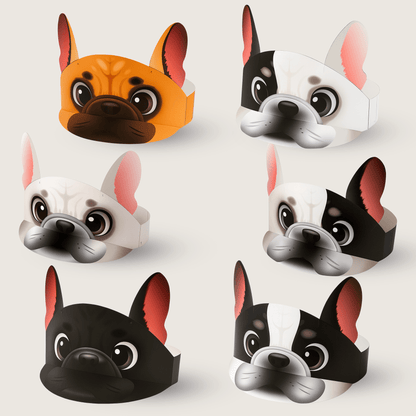 French Bulldog Paper Visors | Dog Birthday Party Photo Props (Digital Download)
