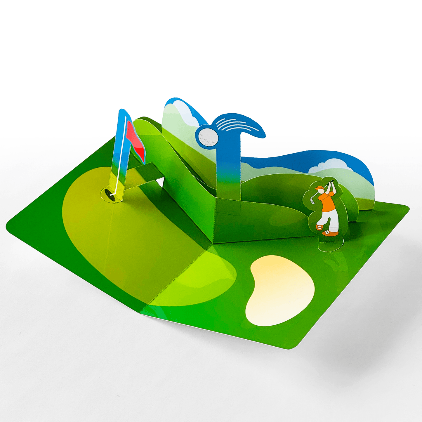 Golf Pop-Up Card Printable, DIY 3D Message Card (PDF Template)
