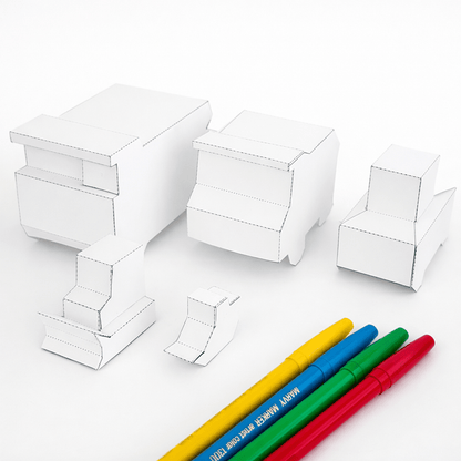 Nesting Cars Papercraft Kit: Haul Truck, Steamroller & Track Loader | Printable 3D Construction Vehicles