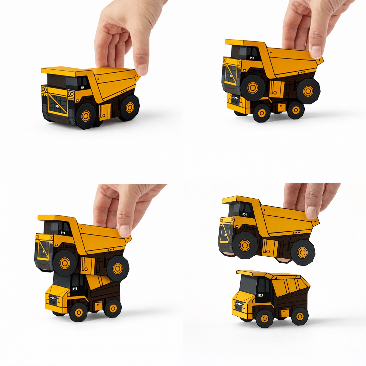 Nesting Cars Papercraft Kit: Haul Truck, Steamroller & Track Loader | Printable 3D Construction Vehicles