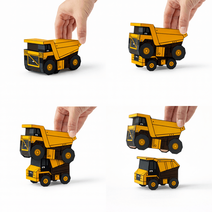 Nesting Cars Papercraft Kit: Haul Truck, Steamroller & Track Loader | Printable 3D Construction Vehicles