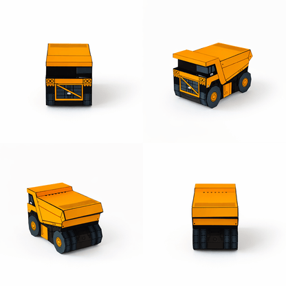 Nesting Cars Papercraft Kit: Haul Truck, Steamroller & Track Loader | Printable 3D Construction Vehicles