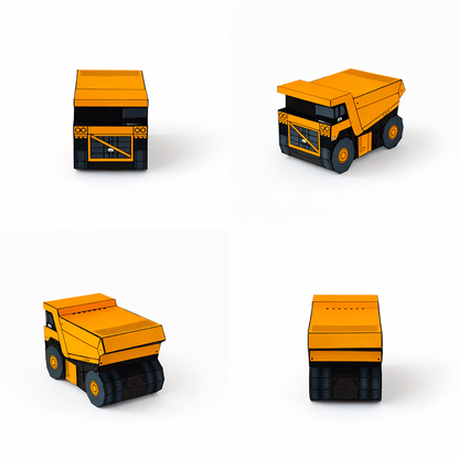 Nesting Cars Papercraft Kit: Haul Truck, Steamroller & Track Loader | Printable 3D Construction Vehicles