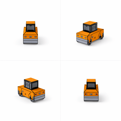 Nesting Cars Papercraft Kit: Haul Truck, Steamroller & Track Loader | Printable 3D Construction Vehicles