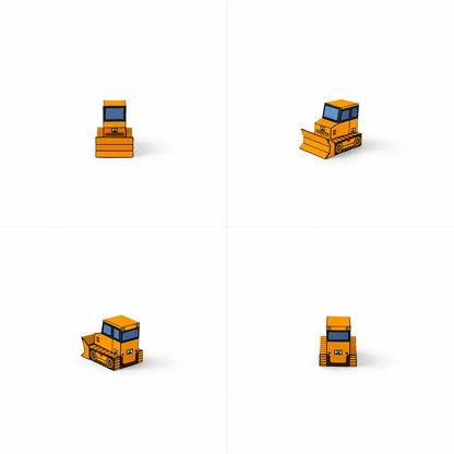 Nesting Cars Papercraft Kit: Haul Truck, Steamroller & Track Loader | Printable 3D Construction Vehicles