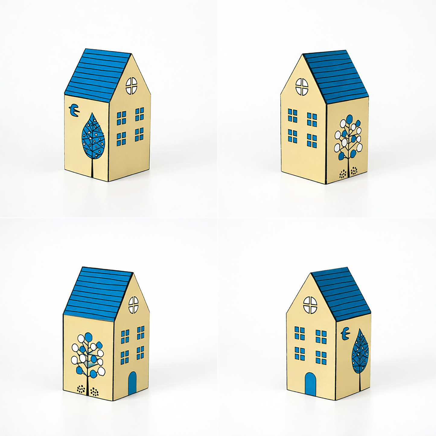 Colorful Paper House Model, Printable Village DIY Craft, Miniature House Decor (PDF Downloadable Template)