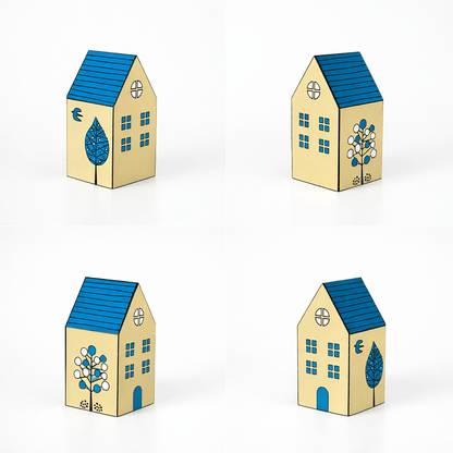 Colorful Paper House Model, Printable Village DIY Craft, Miniature House Decor (PDF Downloadable Template)