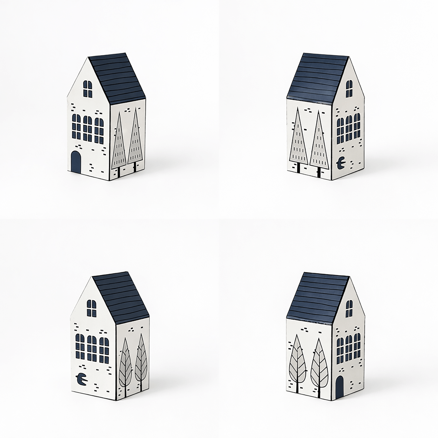 Colorful Paper House Model, Printable Village DIY Craft, Miniature House Decor (PDF Downloadable Template)